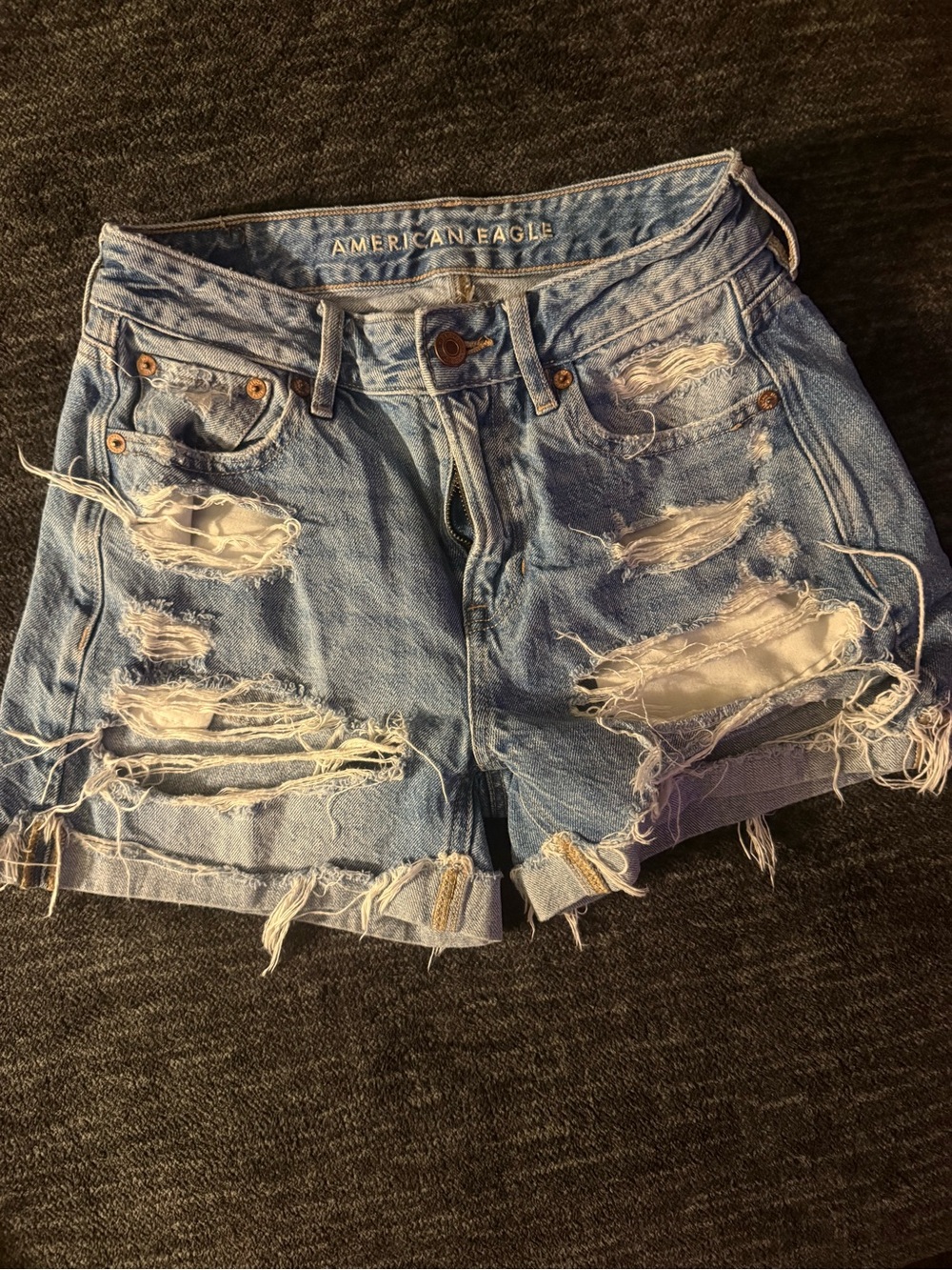 American Eagle Outfitters Distressed Light Blue Denim Shorts
